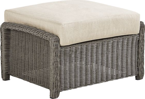 Forest Hills Gray Outdoor Ottoman with Beige Cushion