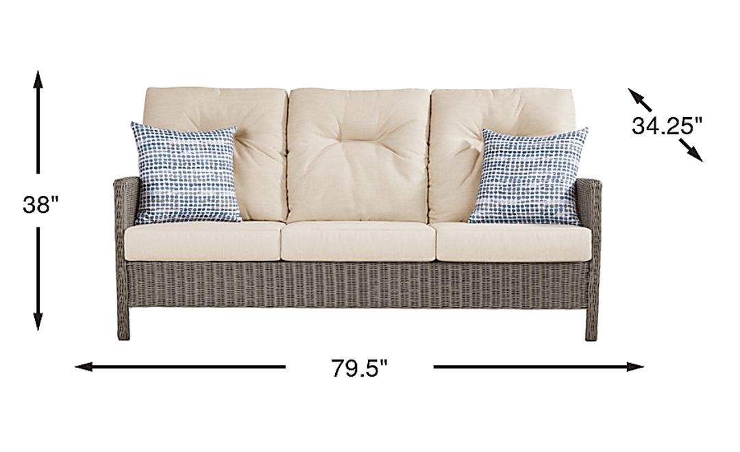 Forest Hills Gray Outdoor Sofa with Beige Cushions