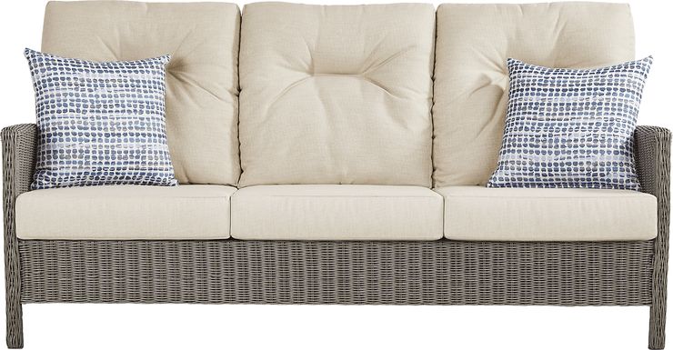 Forest Hills Gray Outdoor Sofa with Beige Cushions