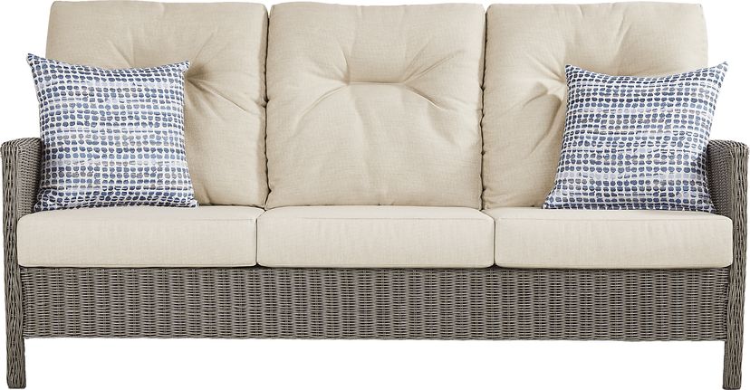 Forest Hills Gray Outdoor Sofa with Beige Cushions