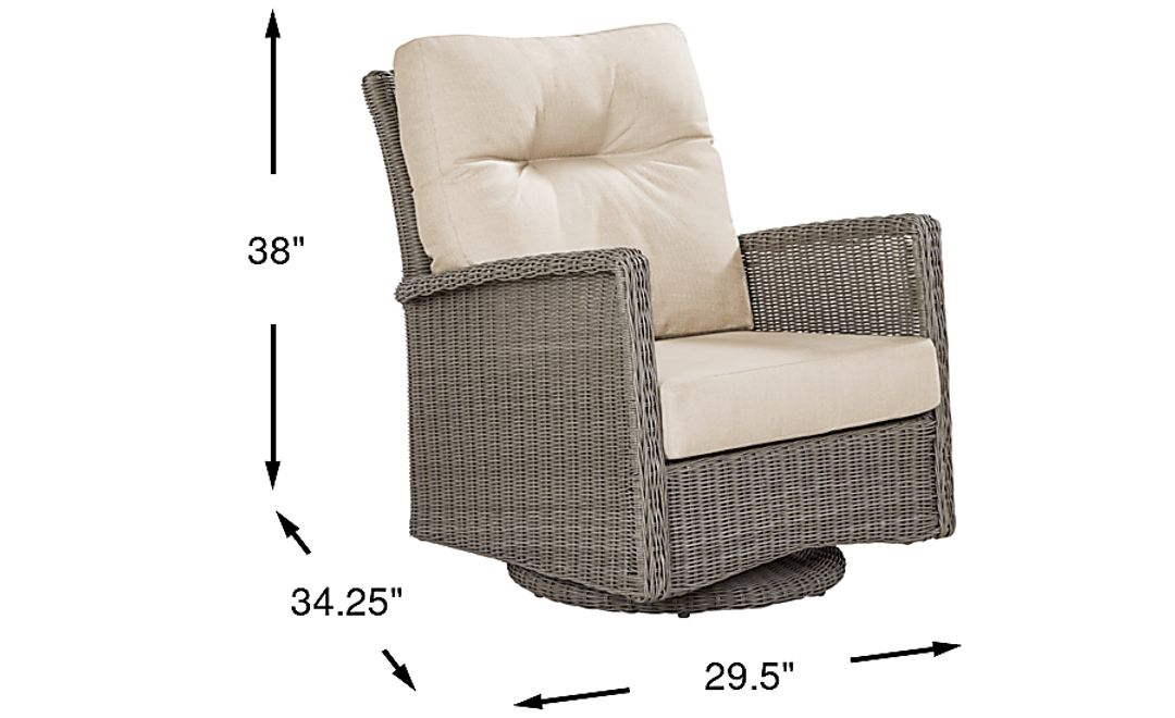 Forest Hills Gray Outdoor Swivel Chair with Beige Cushions