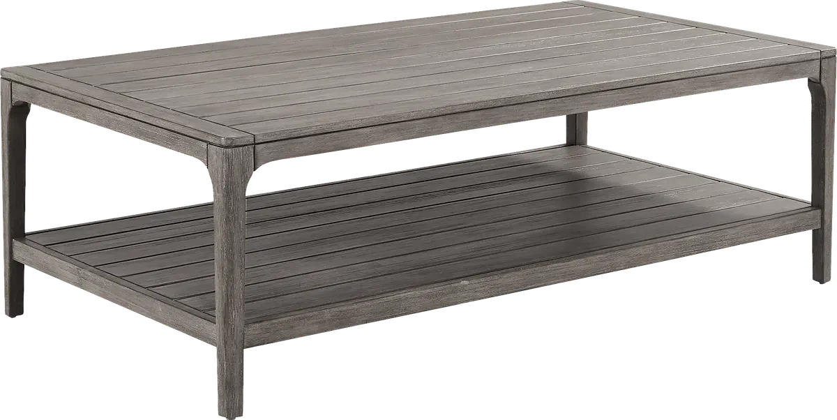 Forest Hills Gray Wood Outdoor Rectangle Cocktail Table | Rooms to Go