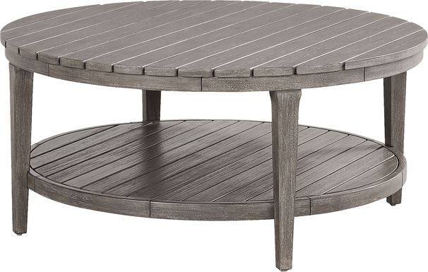 Forest Hills Gray Round Wood Outdoor Cocktail Table