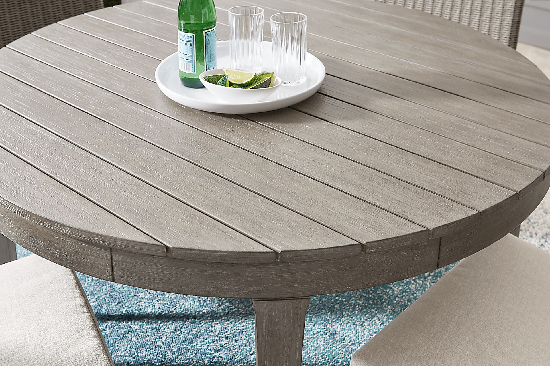 Forest Hills Gray Round Wood Outdoor Dining Table - Image 3