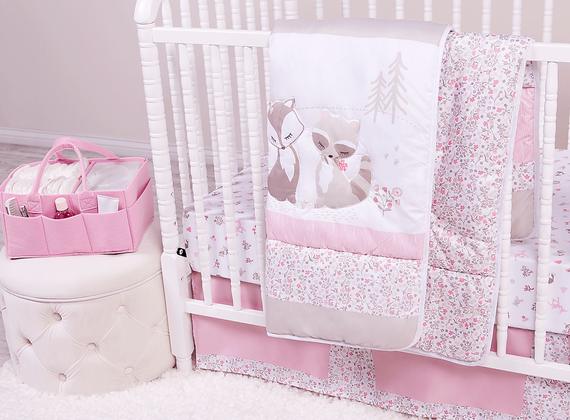 Forest Pals Pink 4 Pc Baby Bedding Set - Image 6