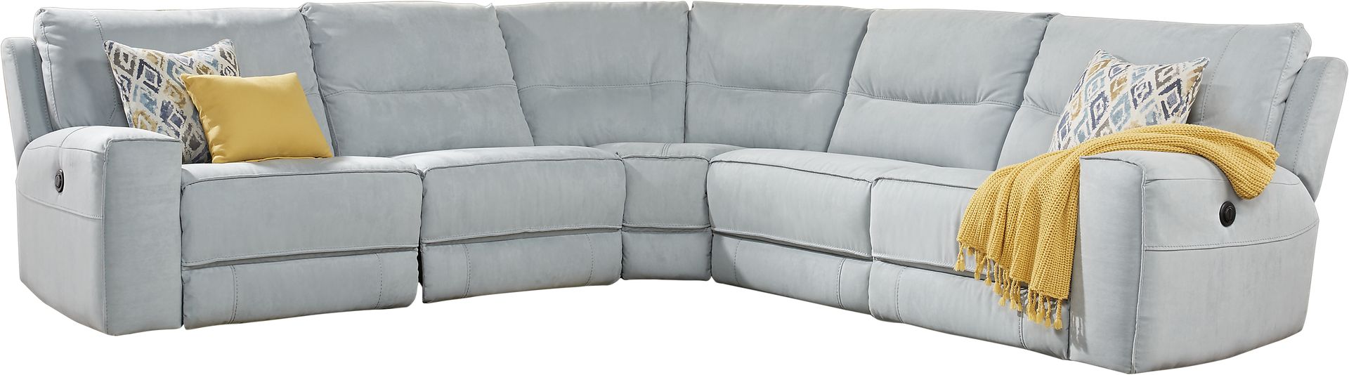 Forsyth Park Blue 5 Pc Power Plus Reclining Sectional - Image 1