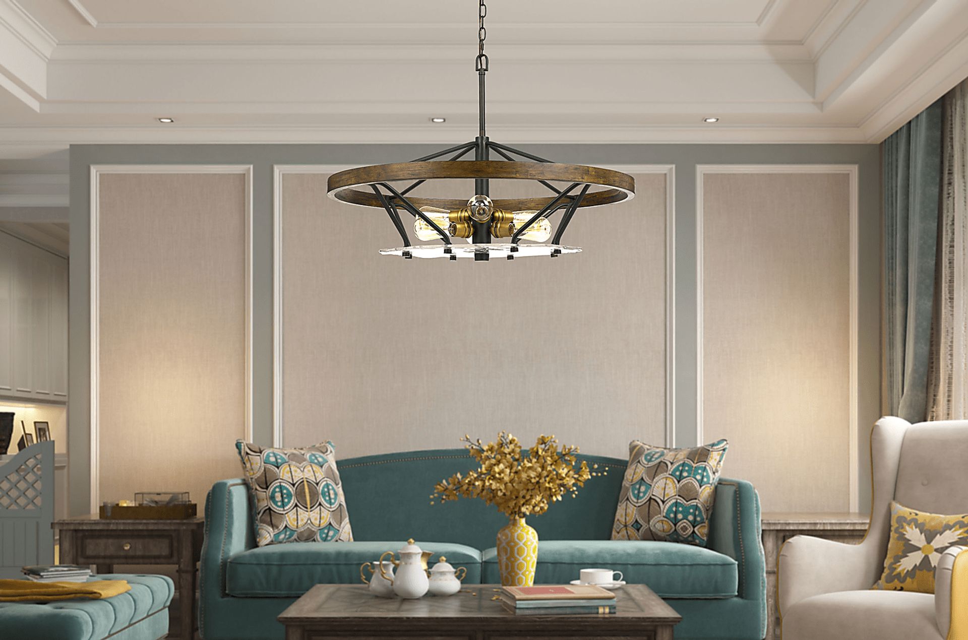 Fountain Village Bronze Chandelier - Image 2