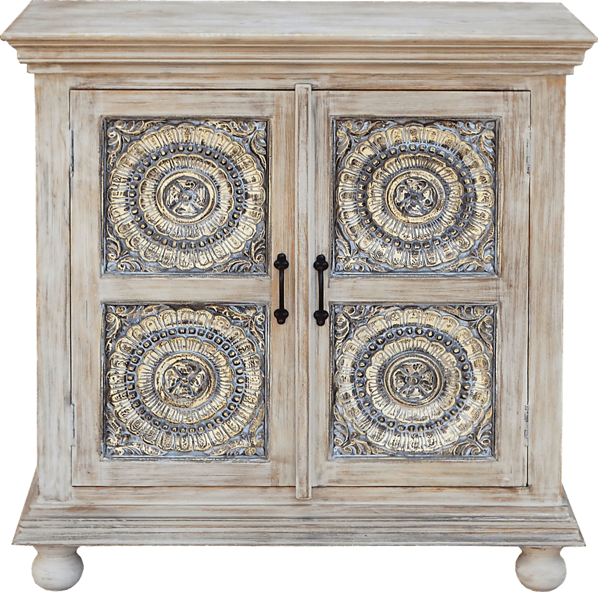 Four Carvings White Accent Cabinet - Image 2