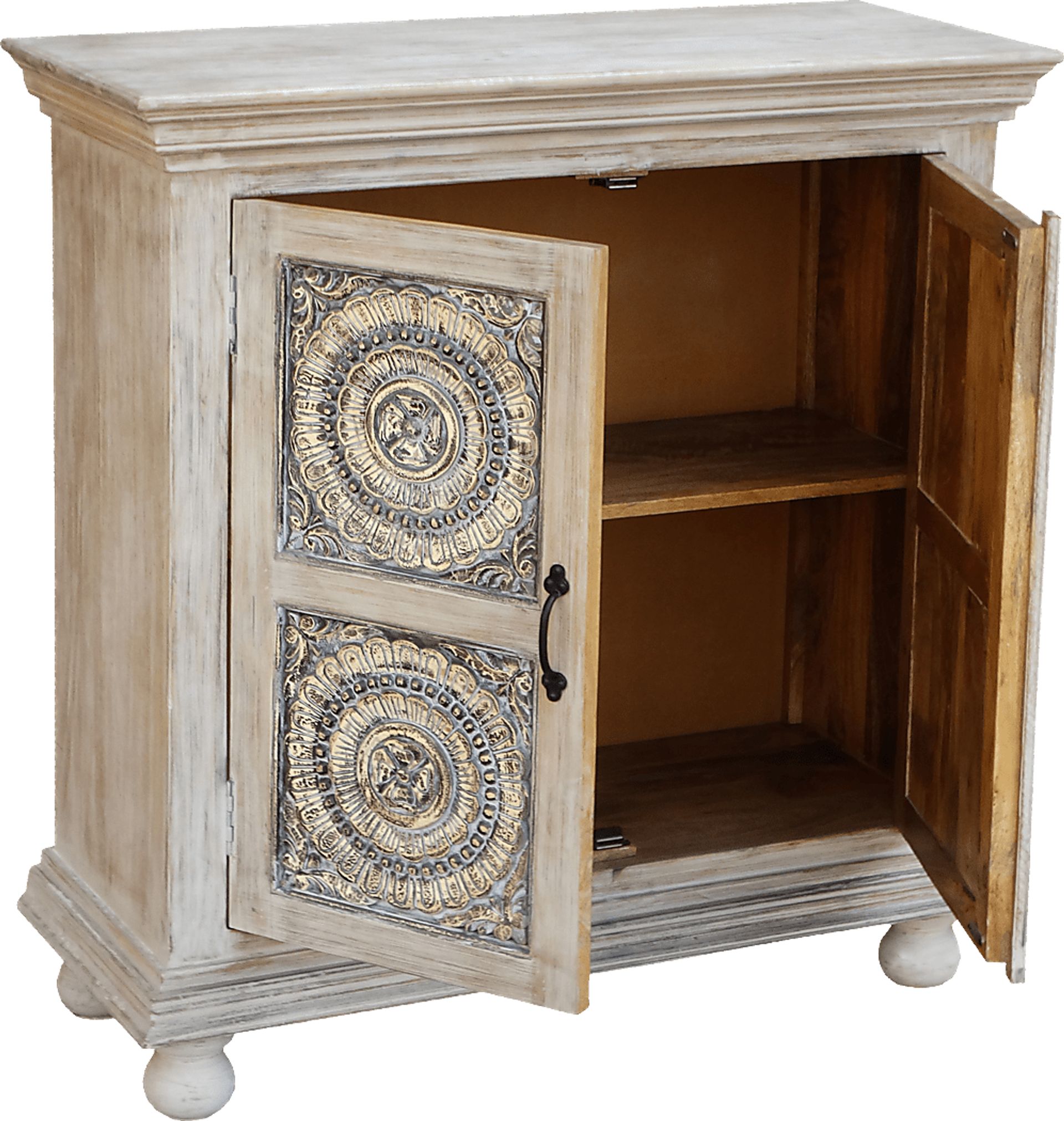 Four Carvings White Accent Cabinet - Image 4