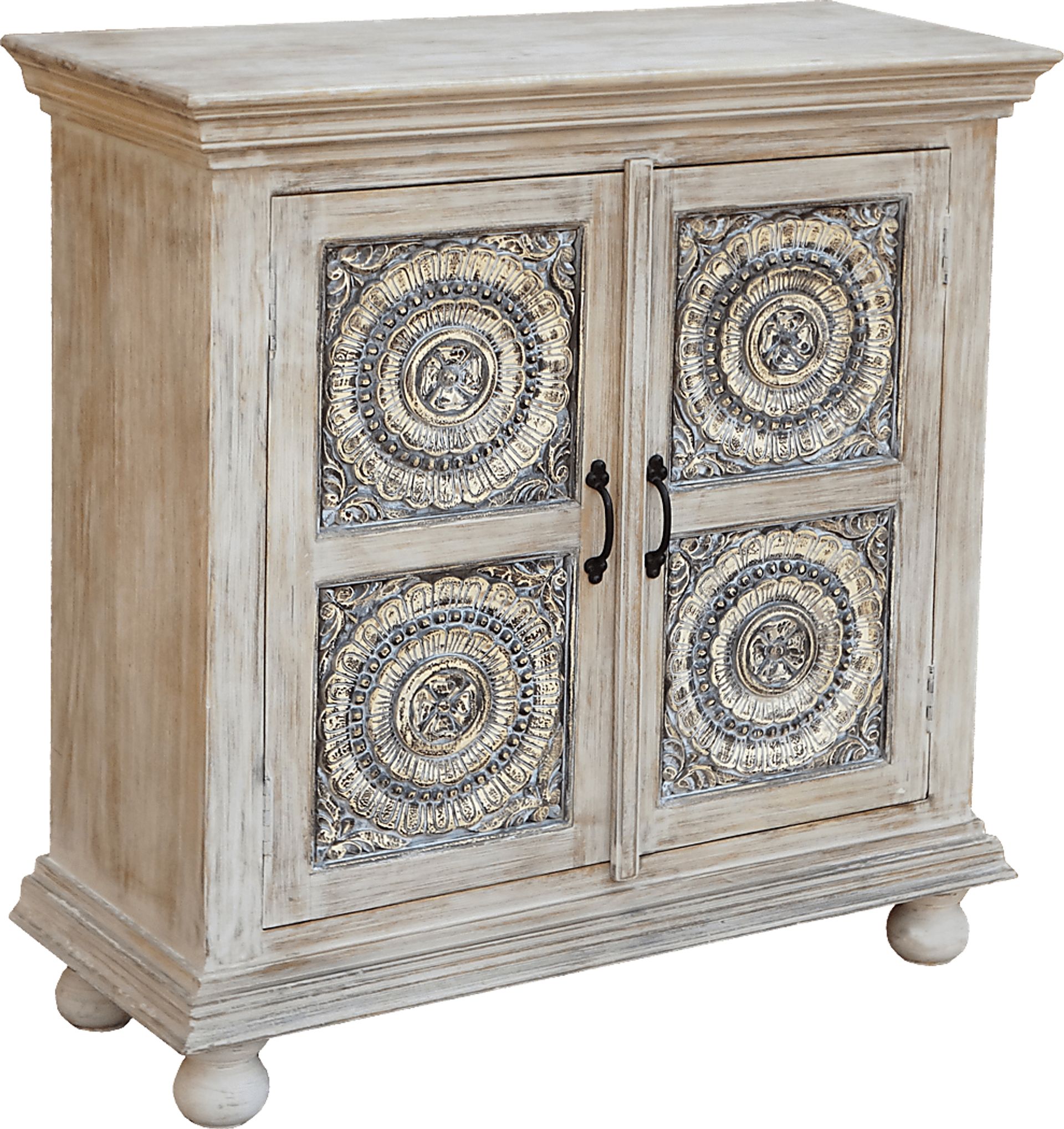 Four Carvings White Accent Cabinet - Image 1