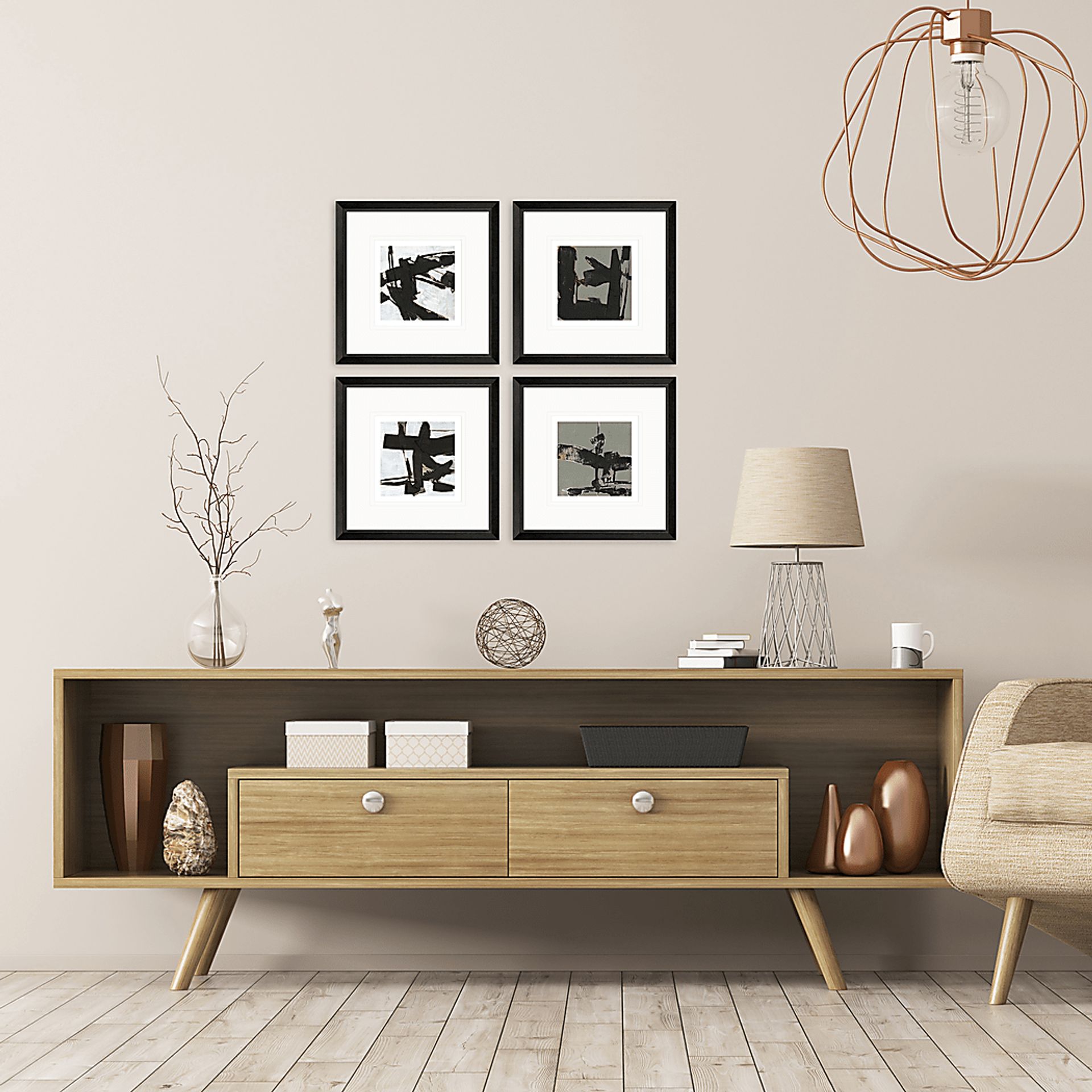 Four Shades Black Framed Artwork , Set of 4 - Image 2