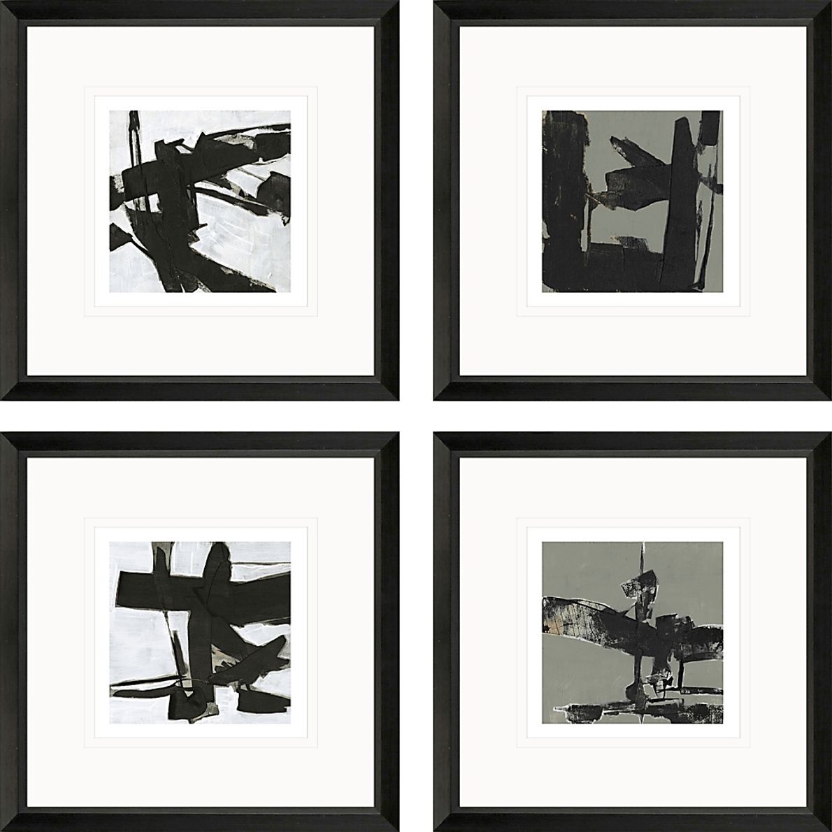 Four Shades Black Framed Artwork , Set of 4