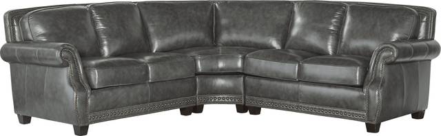 Frankford Charcoal 3 Pc Leather Sectional - Thumbnail - Image 1