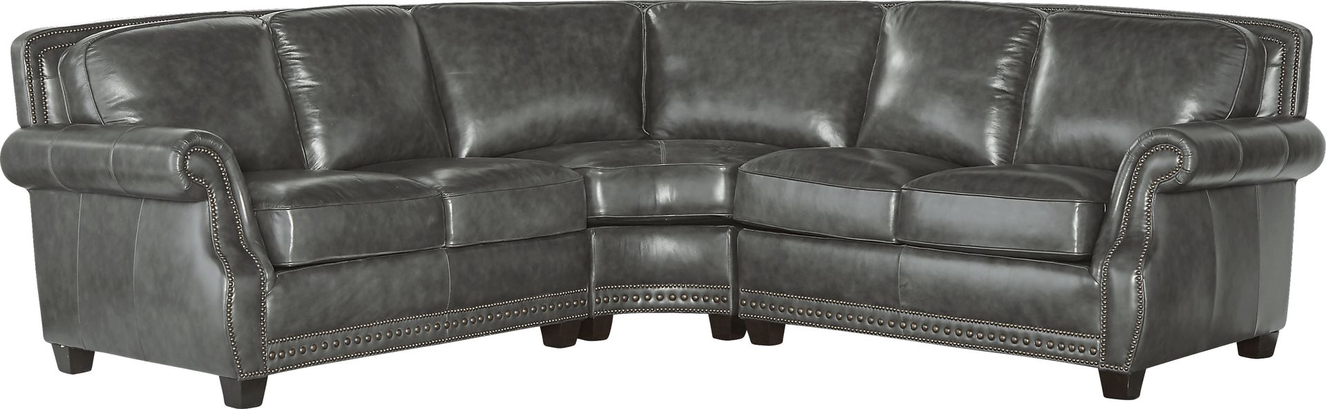 Frankford Charcoal 3 Pc Leather Sectional - Image 1