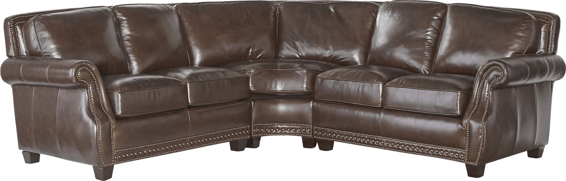 Frankford Chocolate 3 Pc Leather Sectional - Image 1