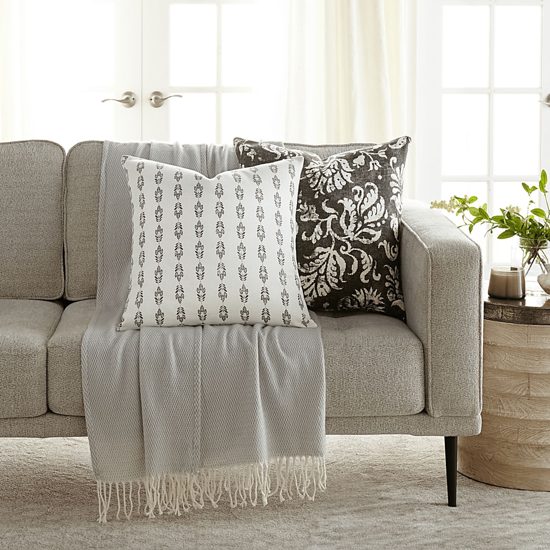 Frecia Charcoal Accent Pillow Set of 2 - Image 2