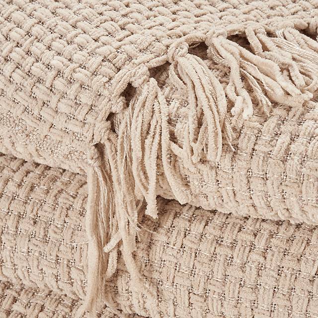 Freddie Beige Large Throw Blanket - Thumbnail - Image 2