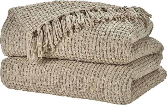 Freddie Beige Large Throw Blanket - Thumbnail - Image 1
