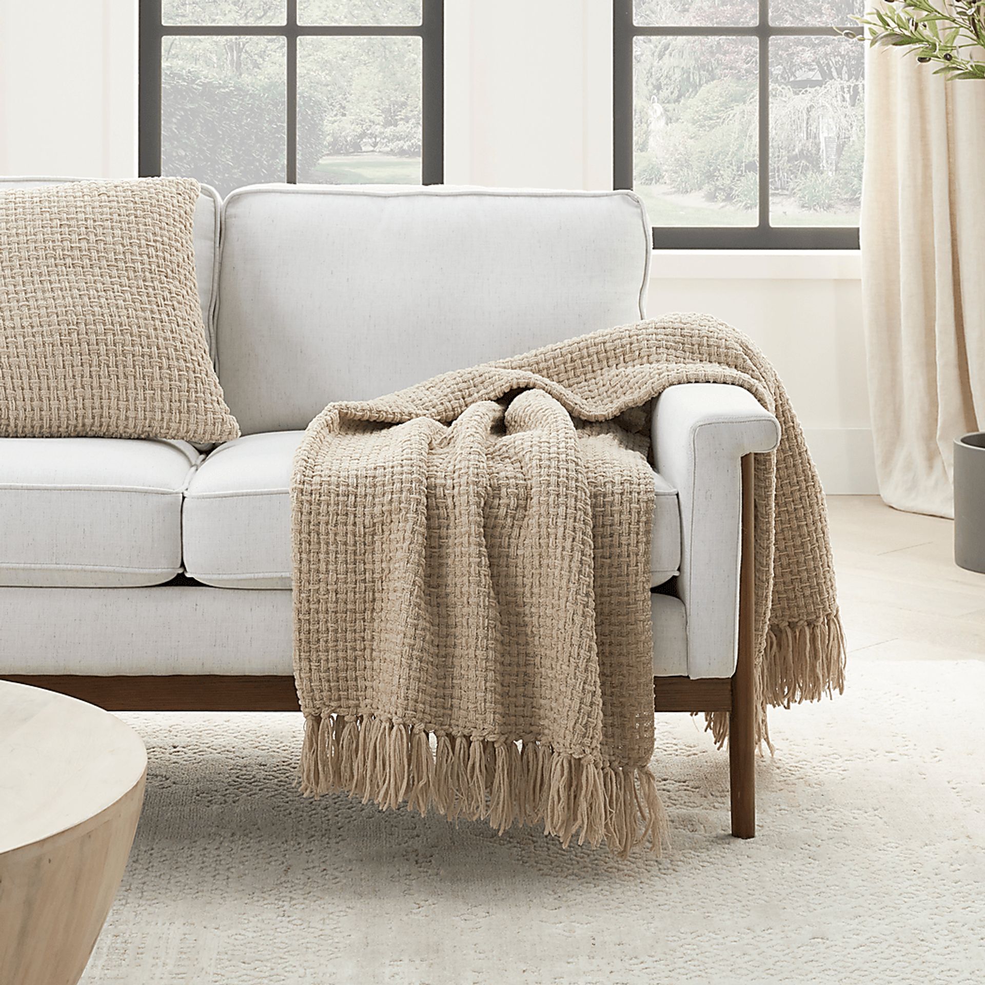 Freddie Beige Throw Blanket - Image 2