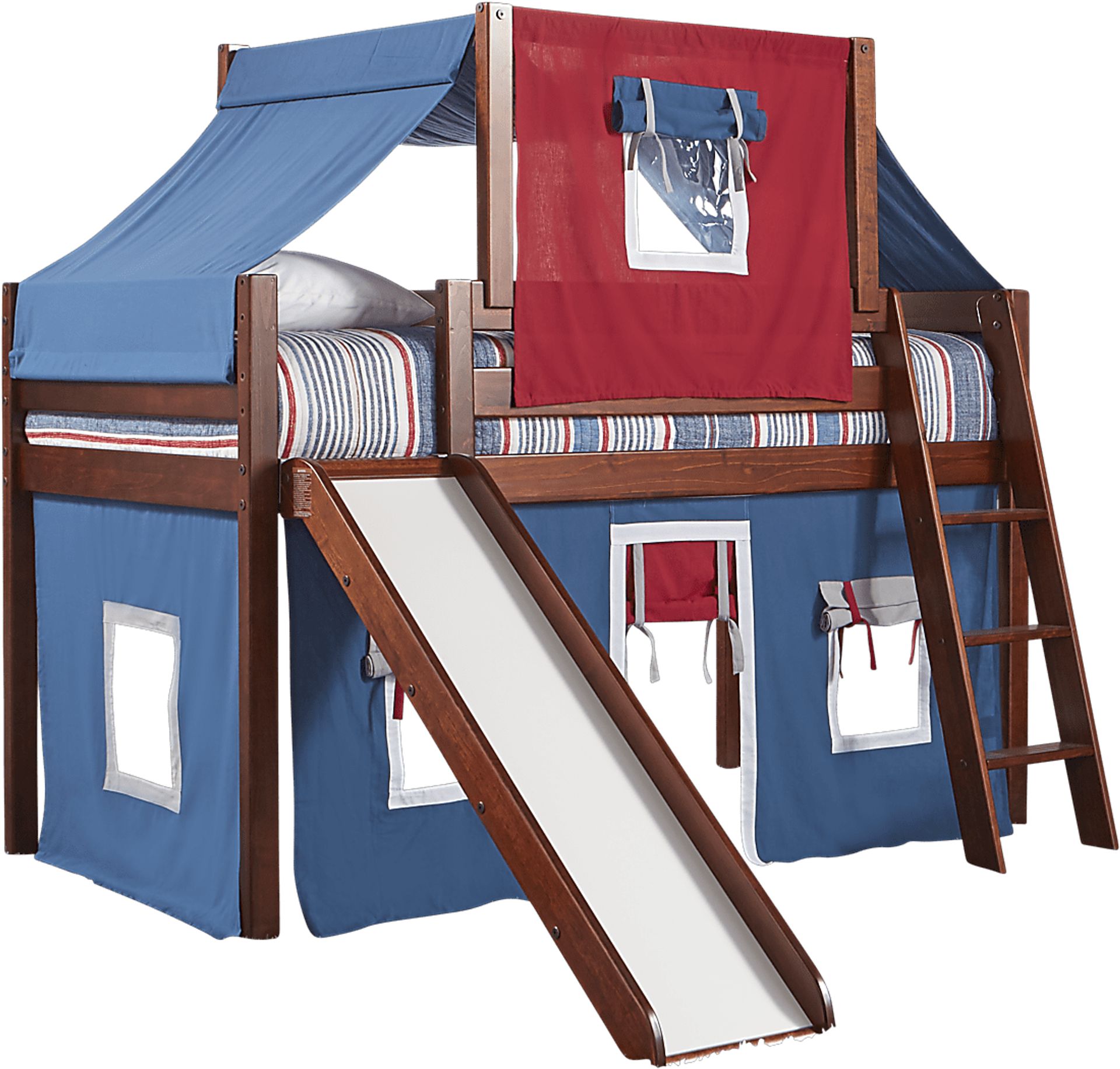 Freedom Fort Cherry Jr. Tent Loft Bed with Slide and Top Tent - Image 1