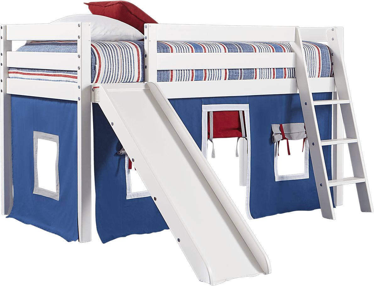 Freedom Fort White Jr. Tent Loft Bed with Slide Rooms To Go