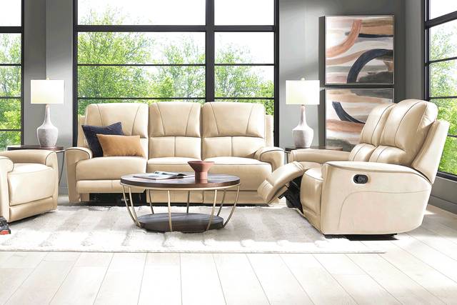 Fremont Almond Leather 2 Pc Reclining Living Room with Dual Power Reclining Sofa - Thumbnail - Image 1