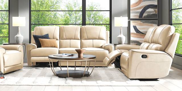 Fremont Almond Leather Reclining Loveseat - Thumbnail - Image 2