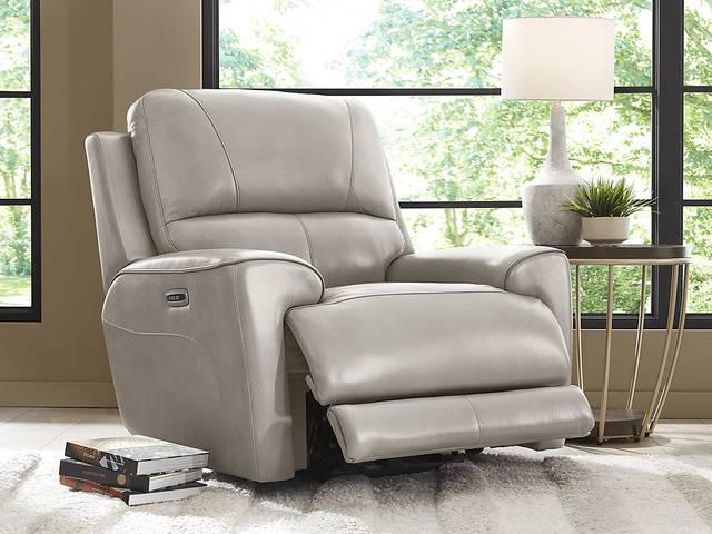 Fremont Gray Leather Dual Power Recliner - Thumbnail - Image 3