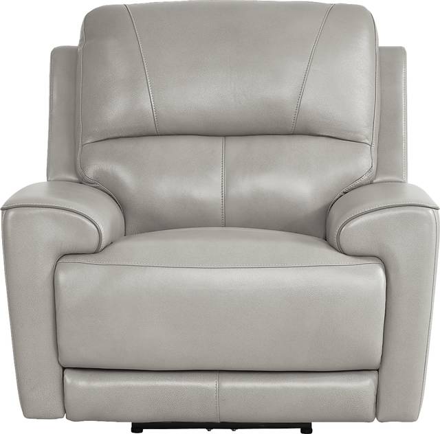 Fremont Gray Leather Dual Power Recliner - Thumbnail - Image 1