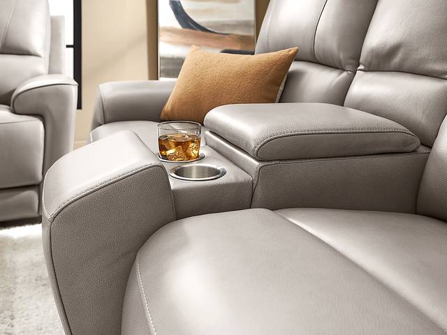 Fremont Gray Leather 8 Pc Dual Power Reclining Living Room - Thumbnail - Image 11