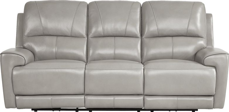 Fremont Gray Leather Dual Power Reclining Sofa