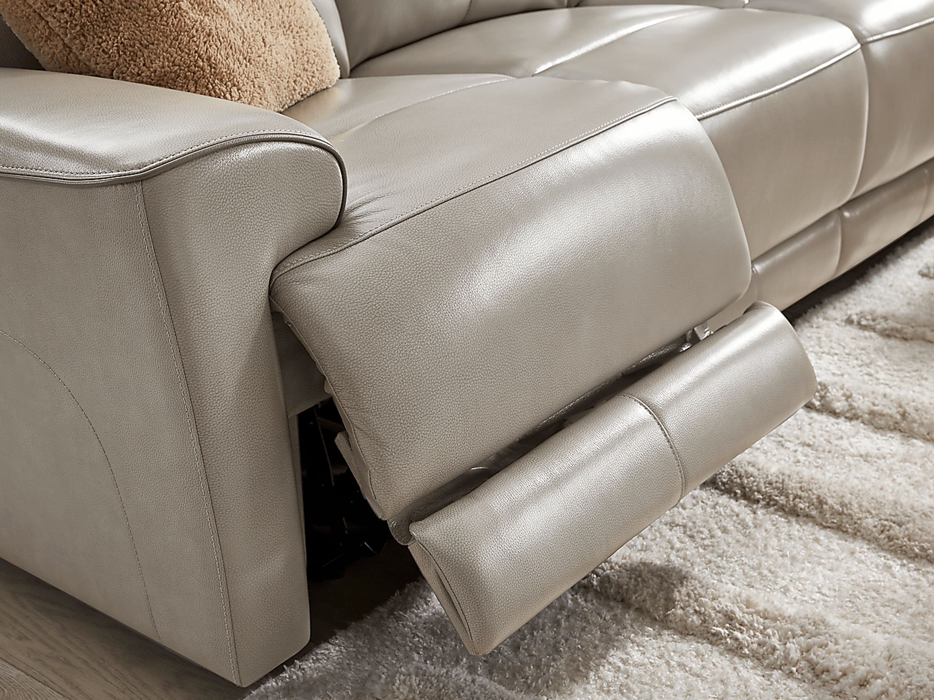 Fremont Gray Leather 2 Pc Living Room with Dual Power Reclining Sofa - Image 8
