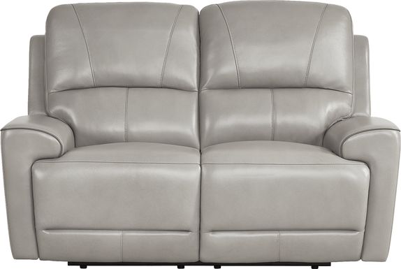 Fremont Gray Leather Reclining Loveseat