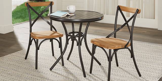 French Cafe Black 30 in. Round Outdoor Dining Table - Thumbnail - Image 2
