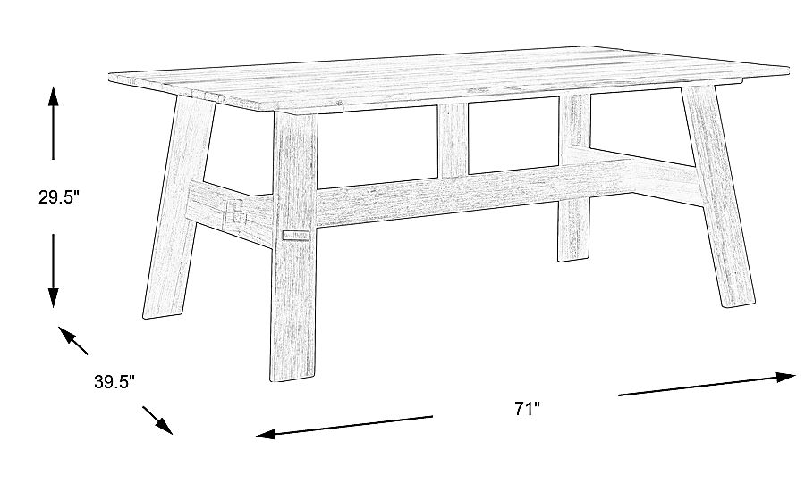 French Cafe Teak Rectangle Outdoor Dining Table - Rooms To Go