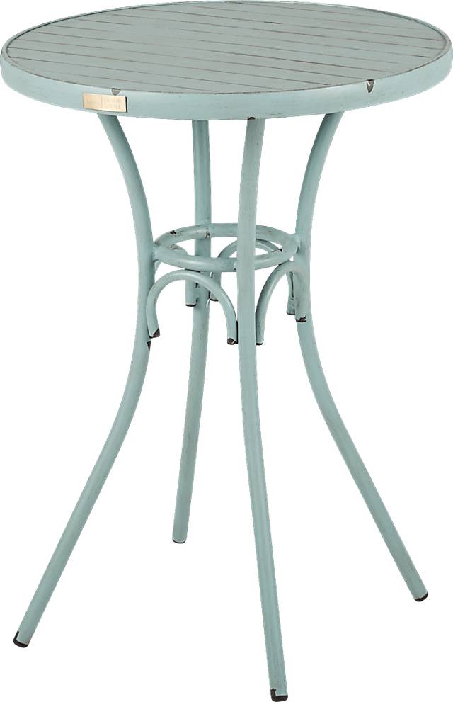 French Cafe Teal 30 in. Round Outdoor Bar Height Dining Table - Thumbnail - Image 1