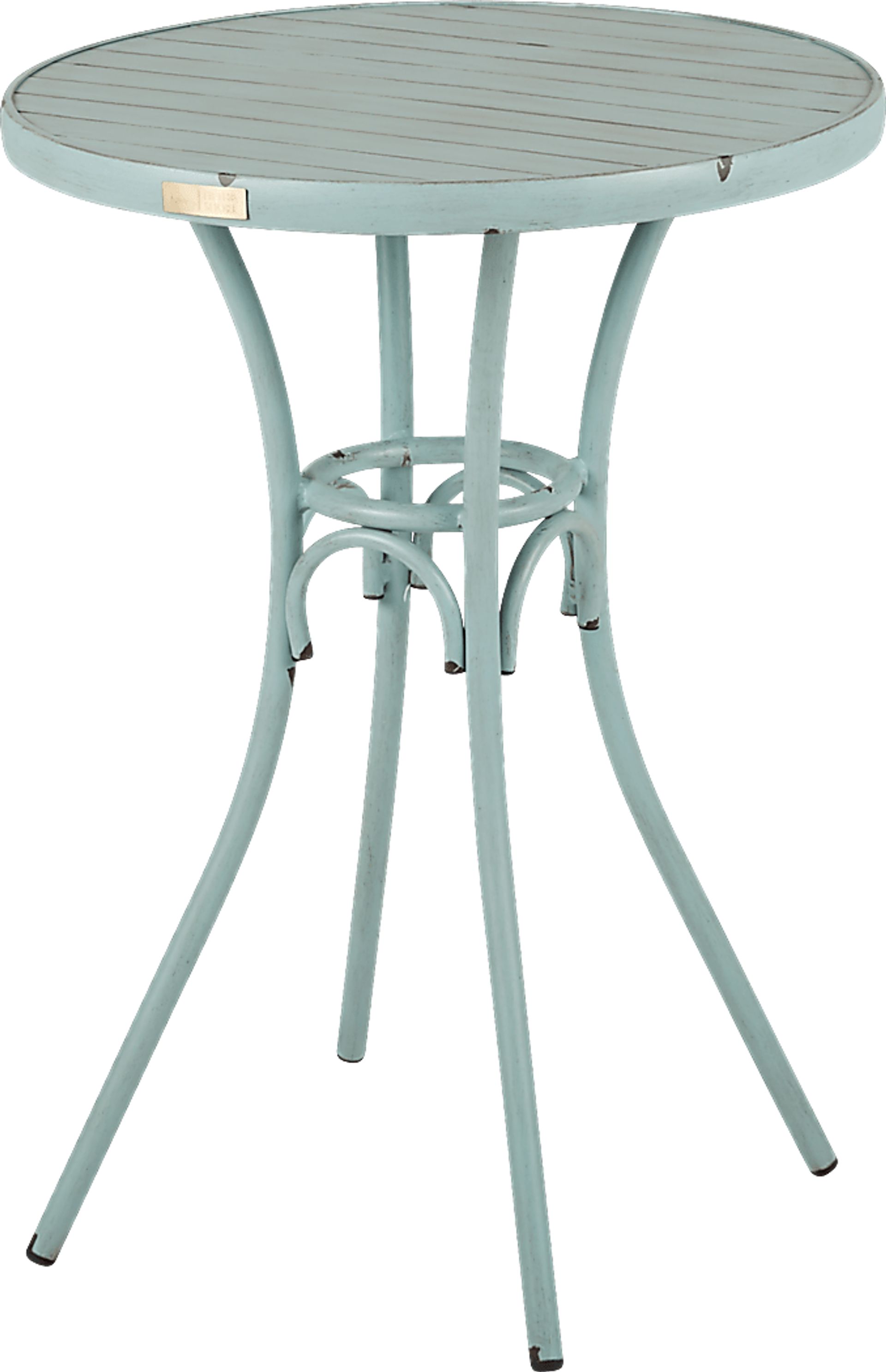 French Cafe Teal 30 in. Round Outdoor Bar Height Dining Table - Image 1