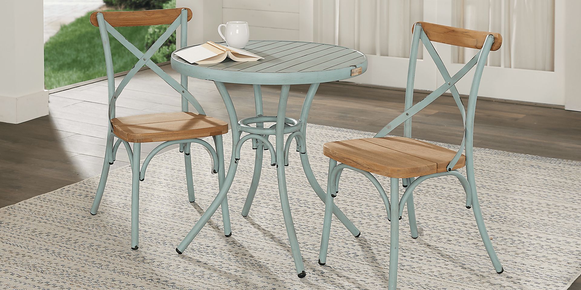 French Cafe Teal 30 in. Round Outdoor Dining Table - Image 2
