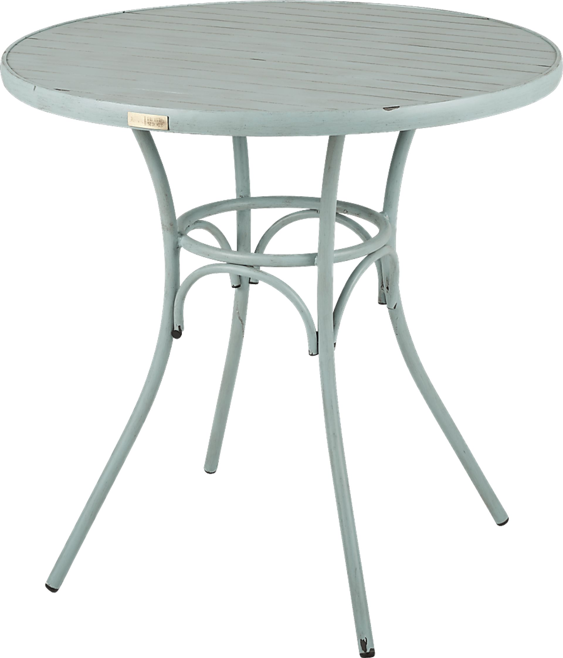 French Cafe Teal 42 in. Round Outdoor Bar Height Dining Table - Image 1