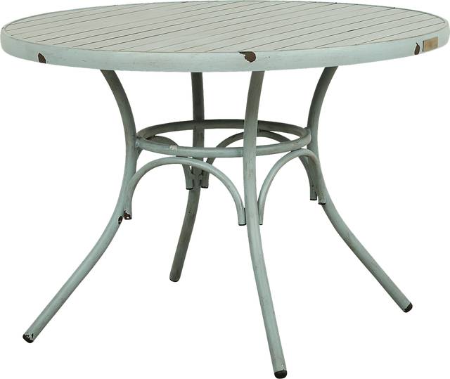 French Cafe Teal 5 Pc 42 in. Round Outdoor Dining Set - Thumbnail - Image 2