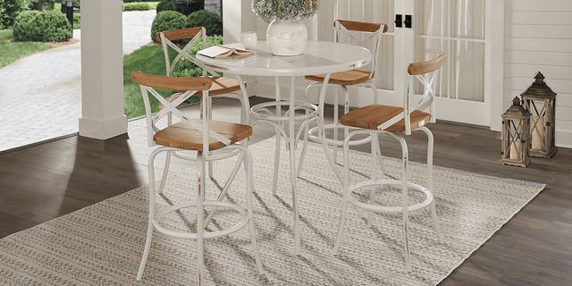 French Cafe White 5 Pc 42 in. Round Outdoor Bar Height Dining Set - Thumbnail - Image 1