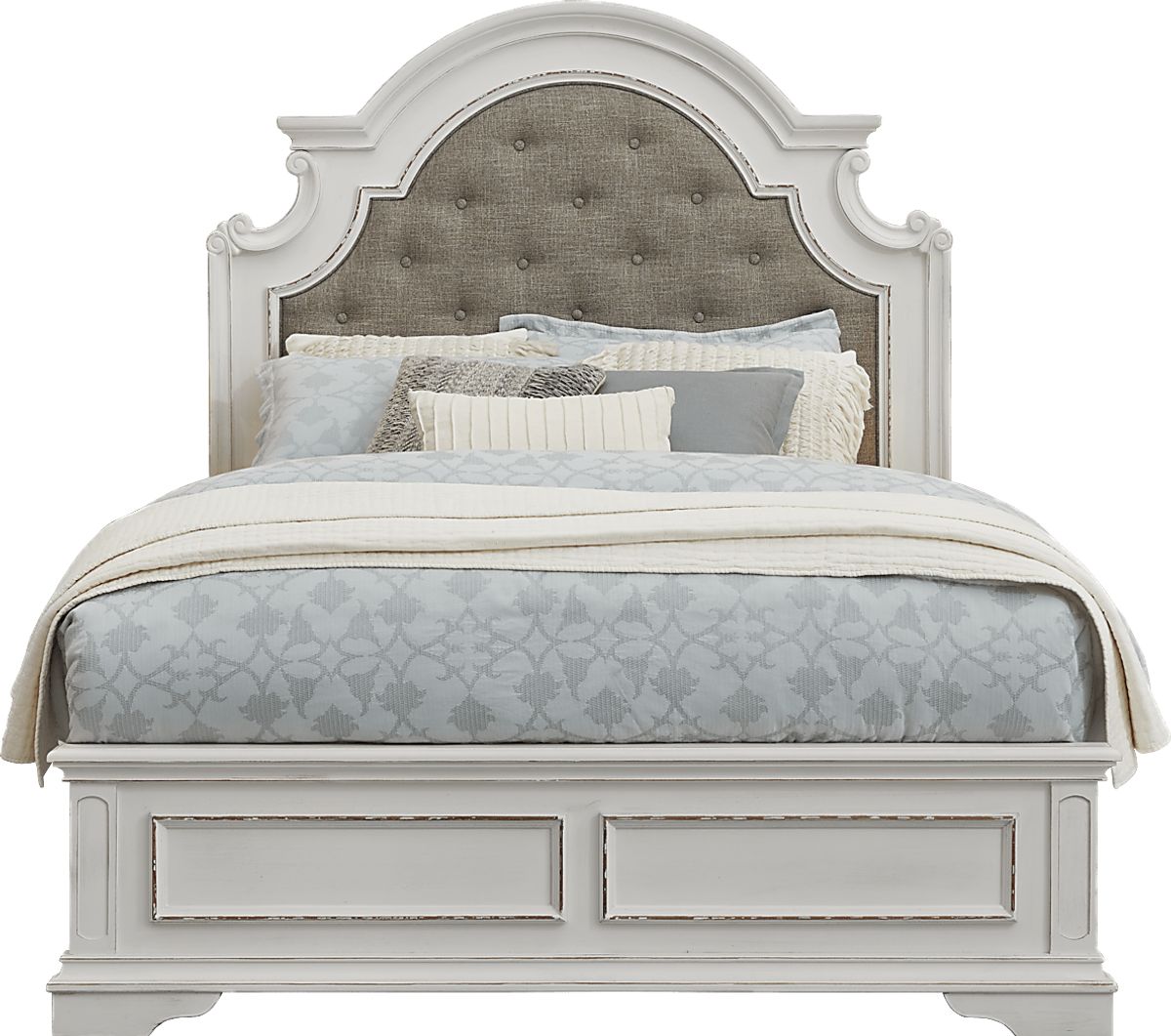 French Market 5 Pc White Colors,White Queen Bedroom Set With Dresser, Mirror, 3 Pc Queen