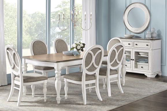 French Market White 5 Pc Rectangle Dining Room with Oval Chairs