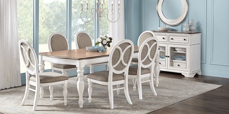 French Market White 5 Pc Rectangle Dining Room with Oval Chairs