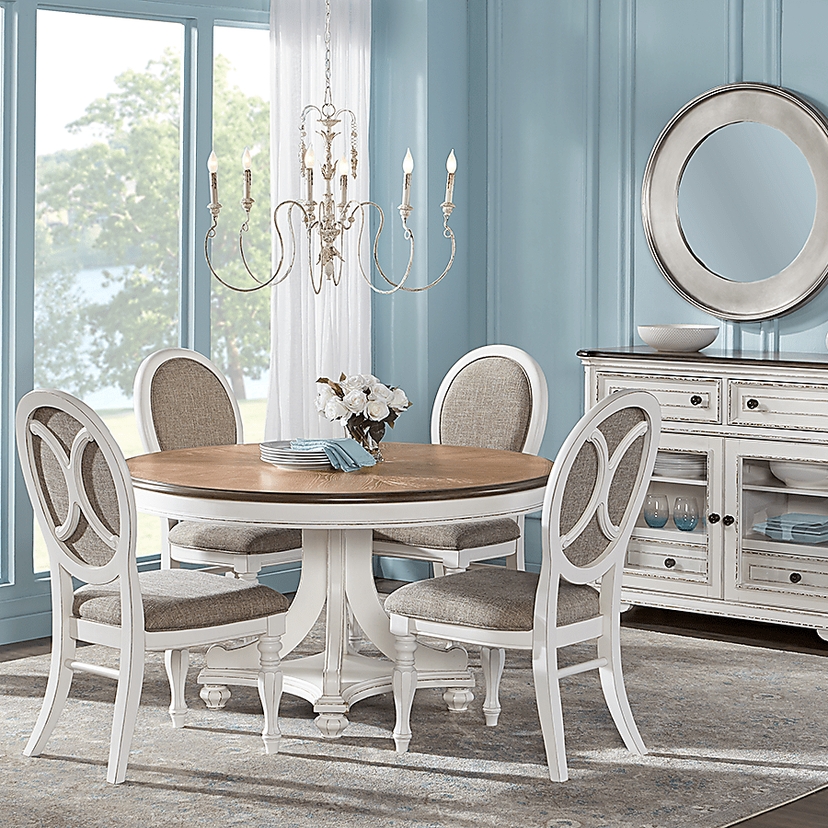 French Market 5 Pc White Colors,White Dining Room Set With Side Chair