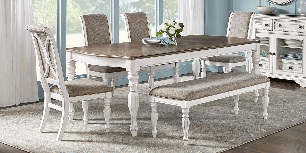 French Market 6 Pc White Colors,White Dining Room Set With Dining Table