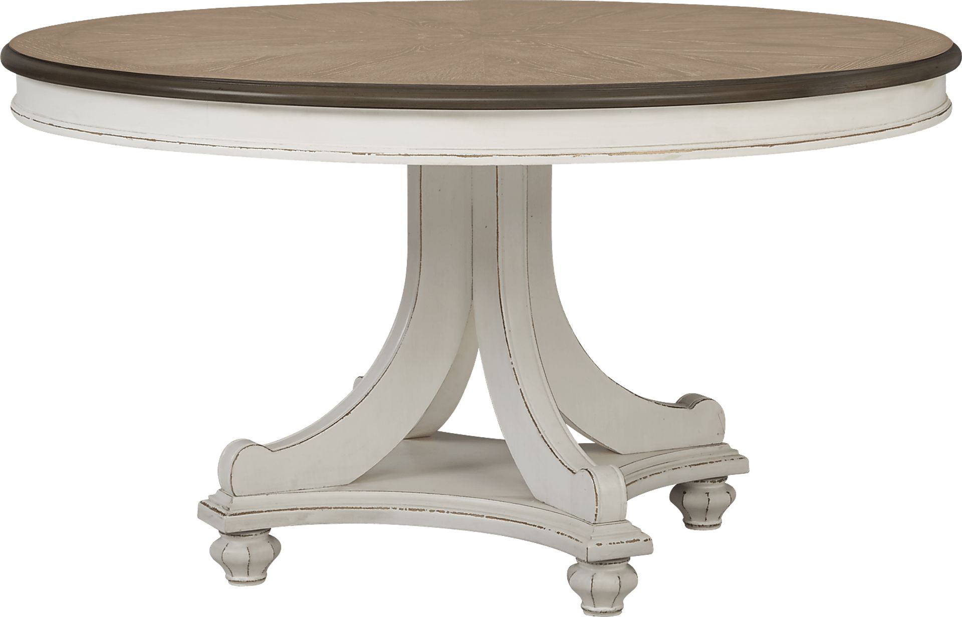 French Market White 5 Pc Round Dining Room with Upholstered Chairs - Image 3