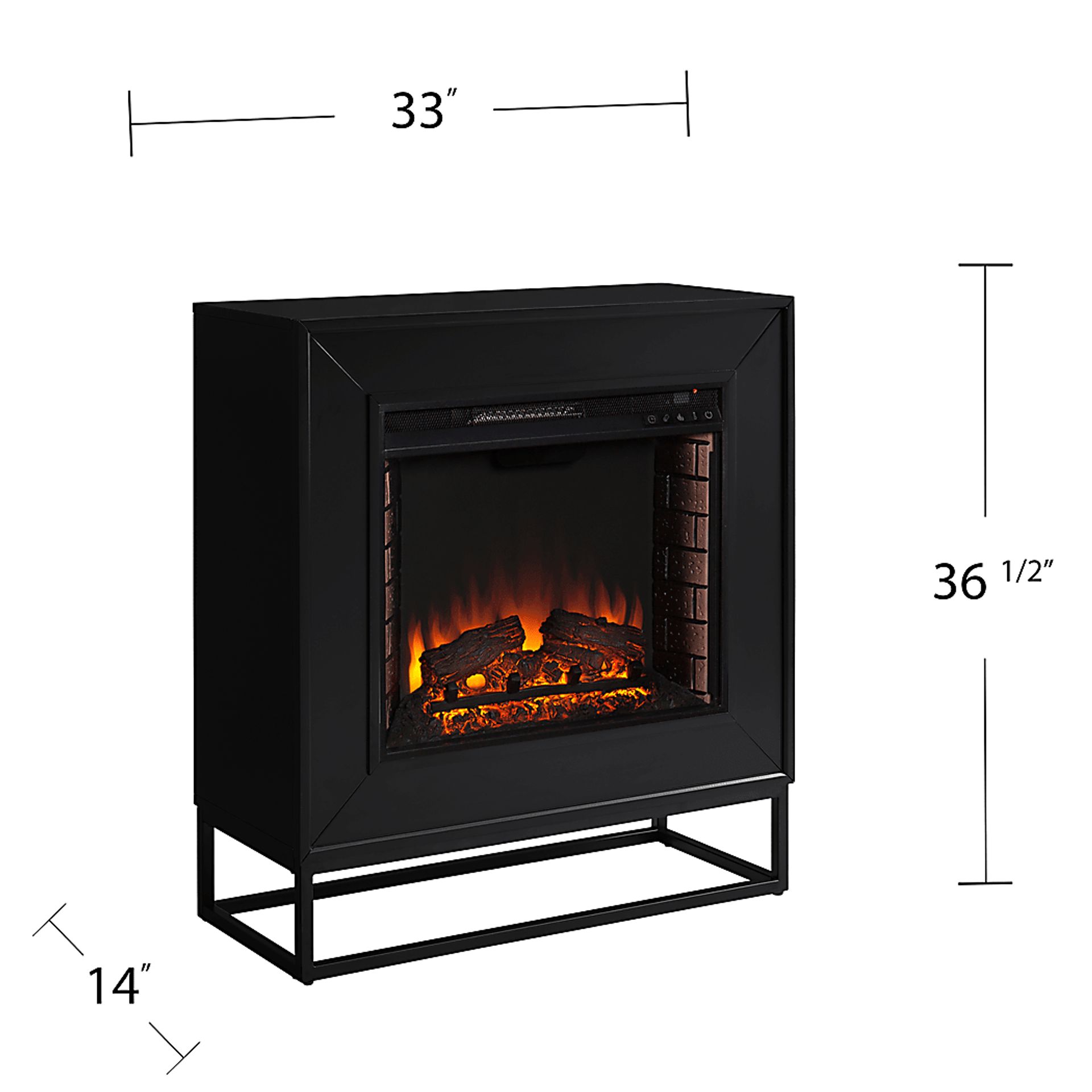 Frescan II Black 33 in. Console With Electric Log Fireplace - Image 11