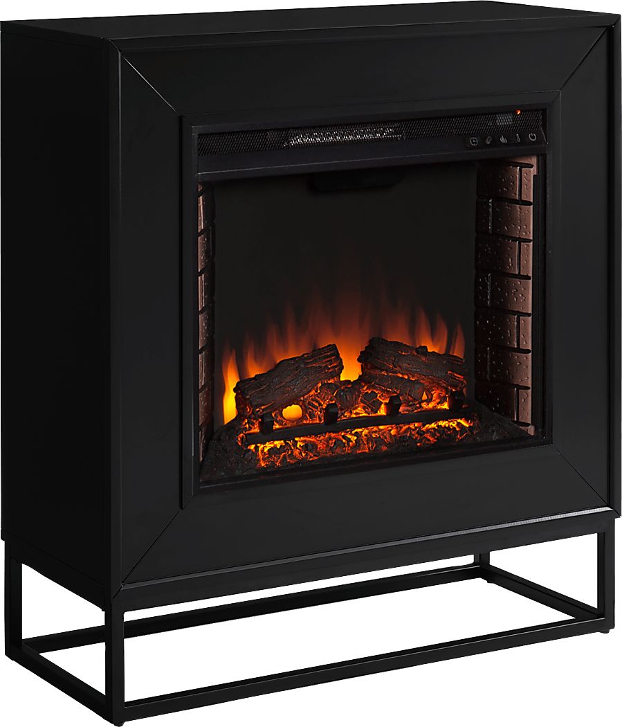 Frescan II Black 33 in. Console With Electric Log Fireplace Rooms To Go