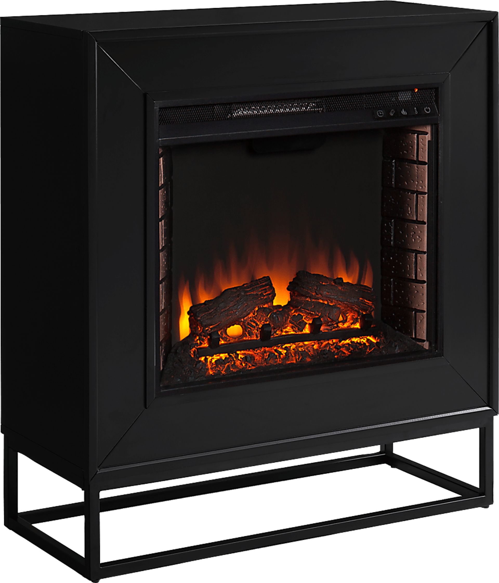 Frescan II Black 33 in. Console With Electric Log Fireplace - Image 1